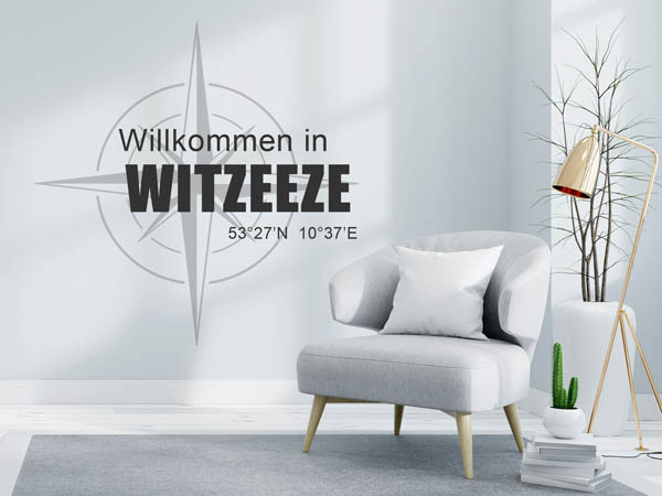 Wandtattoo Willkommen in Witzeeze mit den Koordinaten 53°27'N 10°37'E
