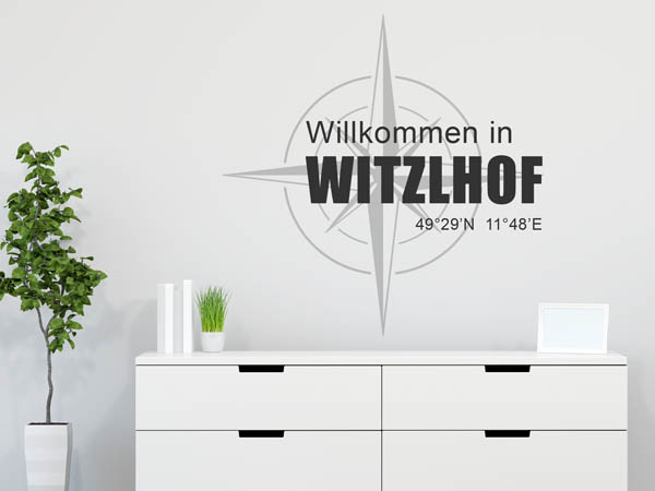 Wandtattoo Willkommen in Witzlhof mit den Koordinaten 49°29'N 11°48'E