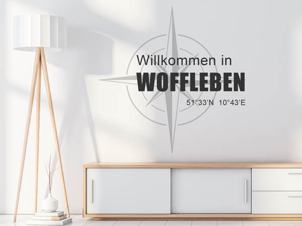 Wandtattoo Willkommen in Woffleben mit den Koordinaten 51°33'N 10°43'E