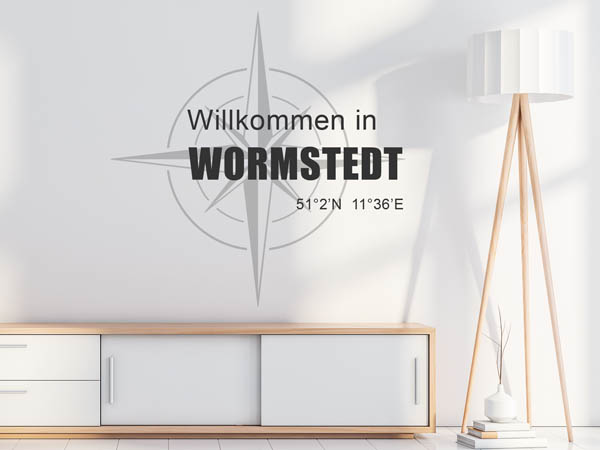 Wandtattoo Willkommen in Wormstedt mit den Koordinaten 51°2'N 11°36'E