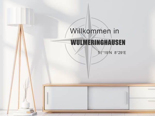 Wandtattoo Willkommen in Wulmeringhausen mit den Koordinaten 51°19'N 8°29'E