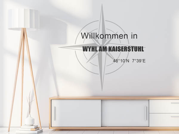 Wandtattoo Willkommen in Wyhl am Kaiserstuhl mit den Koordinaten 48°10'N 7°39'E