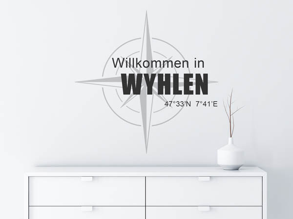 Wandtattoo Willkommen in Wyhlen mit den Koordinaten 47°33'N 7°41'E