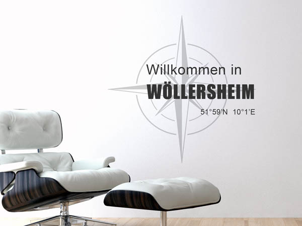 Wandtattoo Willkommen in Wöllersheim mit den Koordinaten 51°59'N 10°1'E