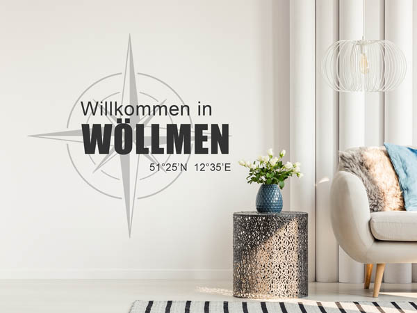 Wandtattoo Willkommen in Wöllmen mit den Koordinaten 51°25'N 12°35'E