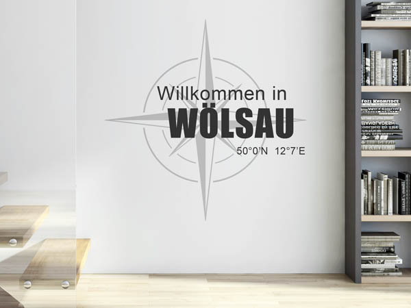 Wandtattoo Willkommen in Wölsau mit den Koordinaten 50°0'N 12°7'E