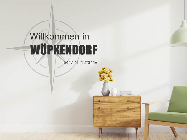 Wandtattoo Willkommen in Wöpkendorf mit den Koordinaten 54°7'N 12°31'E