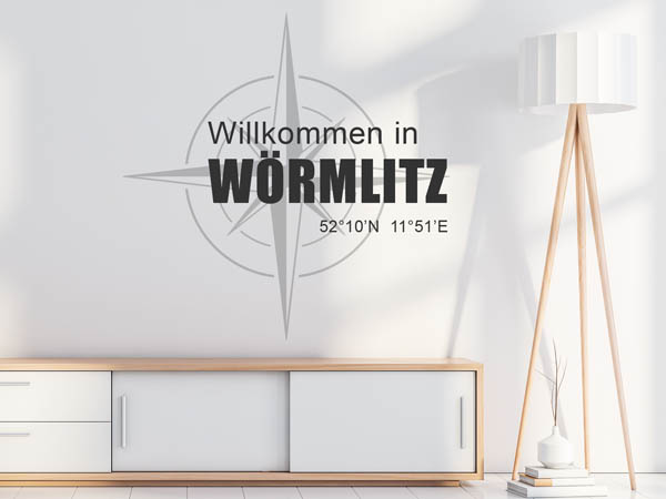Wandtattoo Willkommen in Wörmlitz mit den Koordinaten 52°10'N 11°51'E