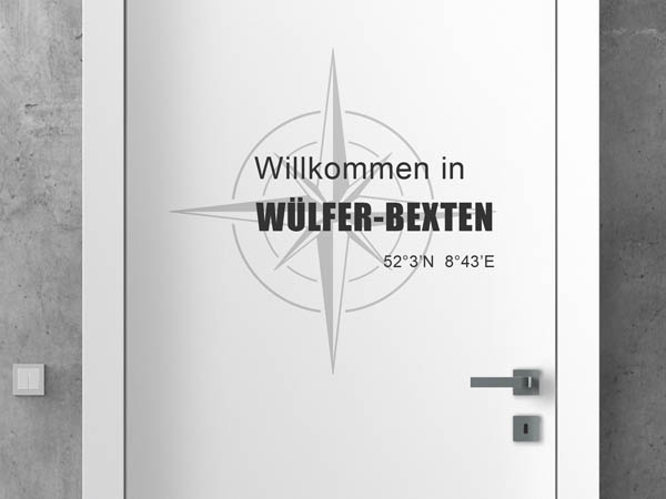Wandtattoo Willkommen in Wülfer-Bexten mit den Koordinaten 52°3'N 8°43'E