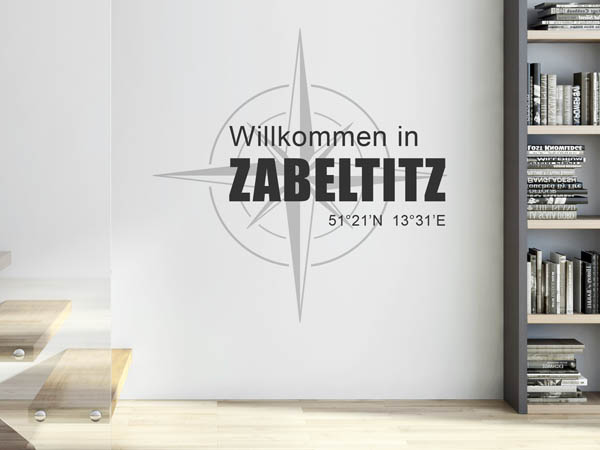 Wandtattoo Willkommen in Zabeltitz mit den Koordinaten 51°21'N 13°31'E