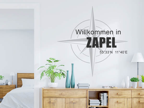 Wandtattoo Willkommen in Zapel mit den Koordinaten 53°33'N 11°40'E