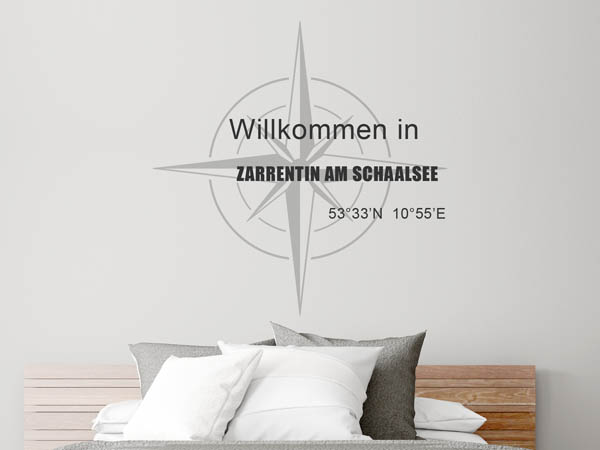 Wandtattoo Willkommen in Zarrentin am Schaalsee mit den Koordinaten 53°33'N 10°55'E