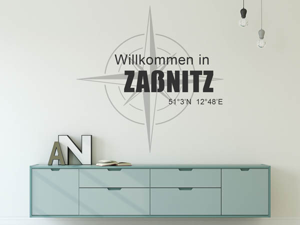 Wandtattoo Willkommen in Zaßnitz mit den Koordinaten 51°3'N 12°48'E