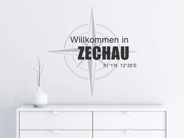 Wandtattoo Willkommen in Zechau mit den Koordinaten 51°1'N 12°20'E