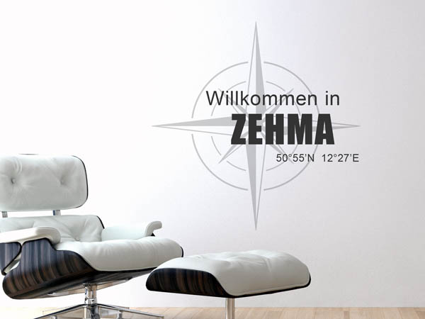 Wandtattoo Willkommen in Zehma mit den Koordinaten 50°55'N 12°27'E