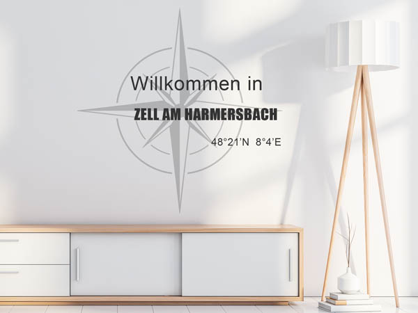 Wandtattoo Willkommen in Zell am Harmersbach mit den Koordinaten 48°21'N 8°4'E