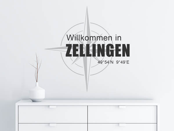 Wandtattoo Willkommen in Zellingen mit den Koordinaten 49°54'N 9°49'E