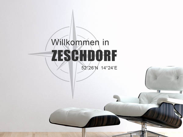 Wandtattoo Willkommen in Zeschdorf mit den Koordinaten 52°26'N 14°24'E