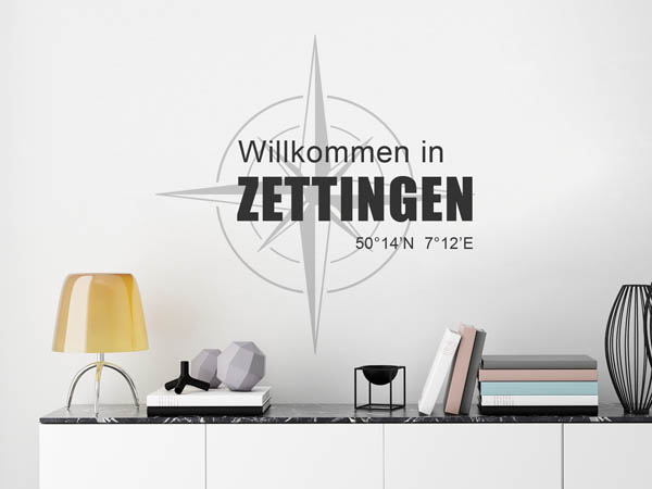 Wandtattoo Willkommen in Zettingen mit den Koordinaten 50°14'N 7°12'E