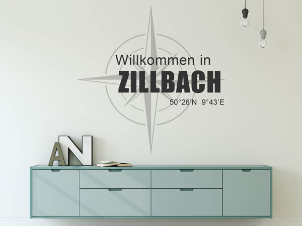 Wandtattoo Willkommen in Zillbach mit den Koordinaten 50°26'N 9°43'E