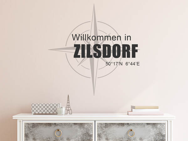 Wandtattoo Willkommen in Zilsdorf mit den Koordinaten 50°17'N 6°44'E