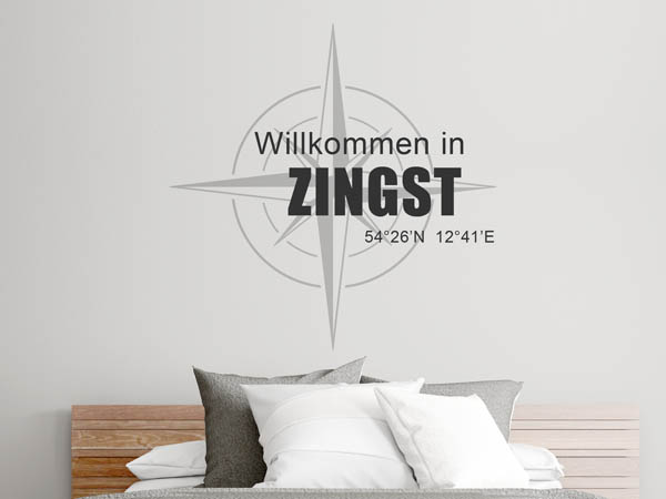 Wandtattoo Willkommen in Zingst mit den Koordinaten 54°26'N 12°41'E