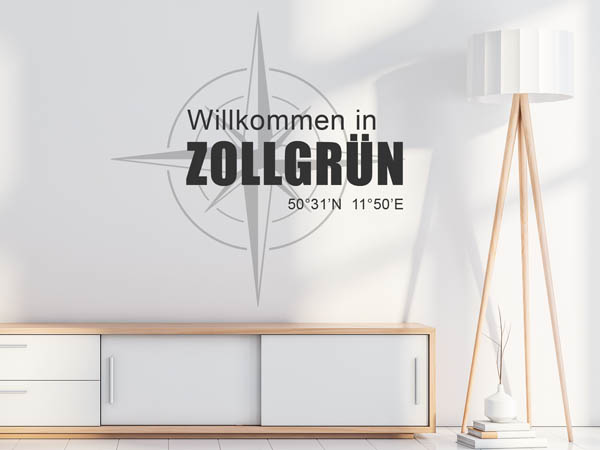 Wandtattoo Willkommen in Zollgrün mit den Koordinaten 50°31'N 11°50'E