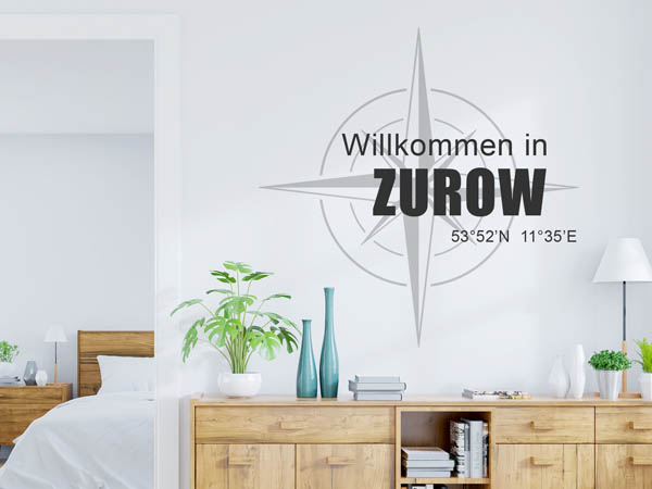 Wandtattoo Willkommen in Zurow mit den Koordinaten 53°52'N 11°35'E