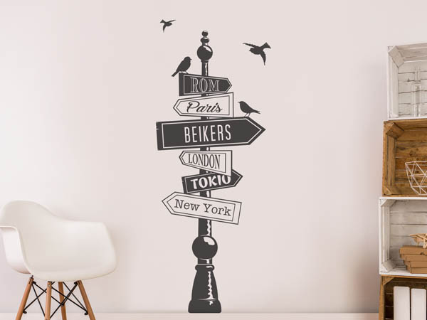 Wandtattoo Beikers Wegweiser