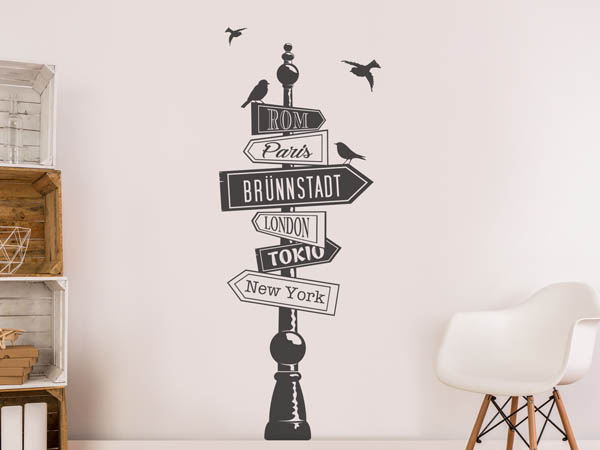 Wandtattoo Brünnstadt Wegweiser
