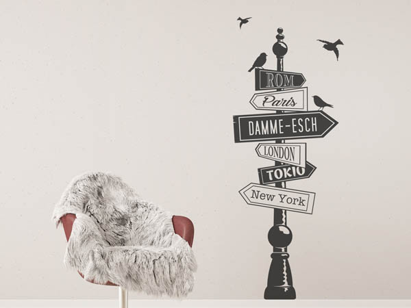 Wandtattoo Damme-Esch Wegweiser