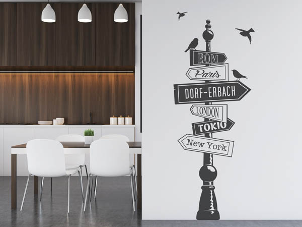 Wandtattoo Dorf-Erbach Wegweiser