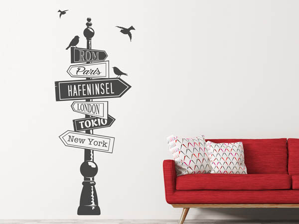 Wandtattoo Hafeninsel Wegweiser