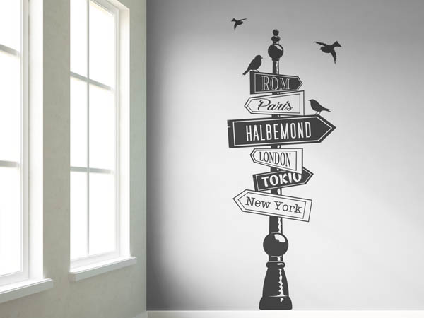 Wandtattoo Halbemond Wegweiser