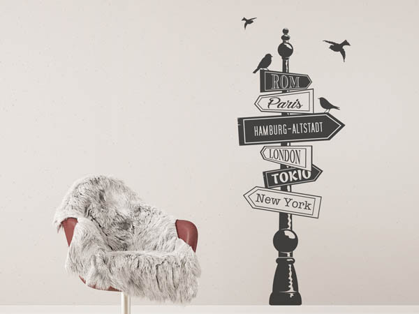 Wandtattoo Hamburg-Altstadt Wegweiser