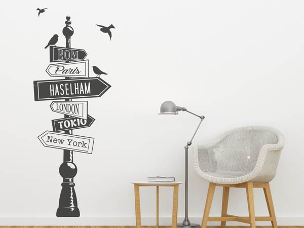 Wandtattoo Haselham Wegweiser