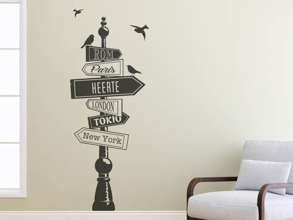 Wandtattoo Heerte Wegweiser