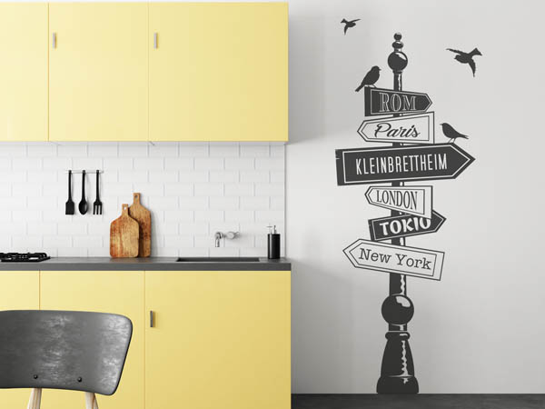 Wandtattoo Kleinbrettheim Wegweiser