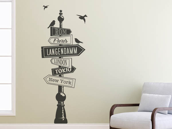 Wandtattoo Langendamm Wegweiser
