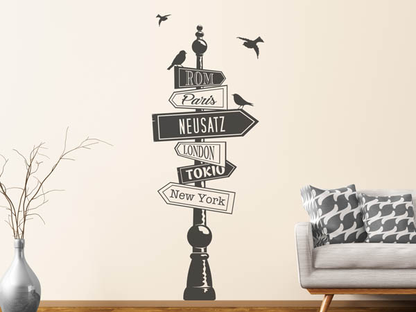 Wandtattoo Neusatz Wegweiser