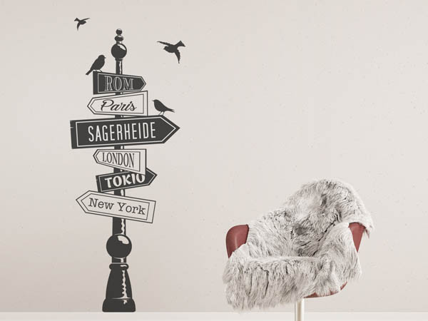 Wandtattoo Sagerheide Wegweiser