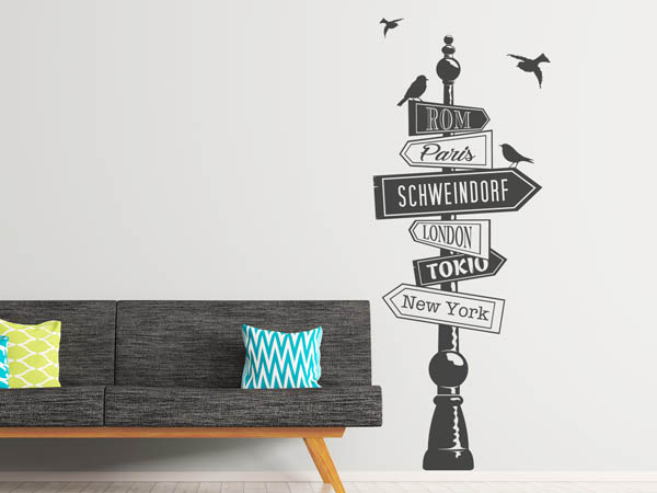Wandtattoo Schweindorf Wegweiser