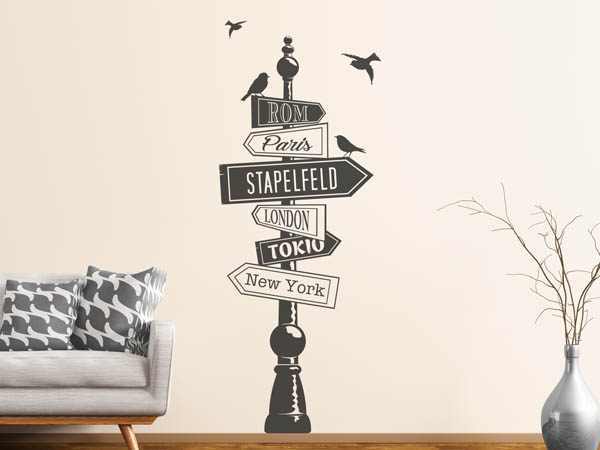 Wandtattoo Stapelfeld Wegweiser