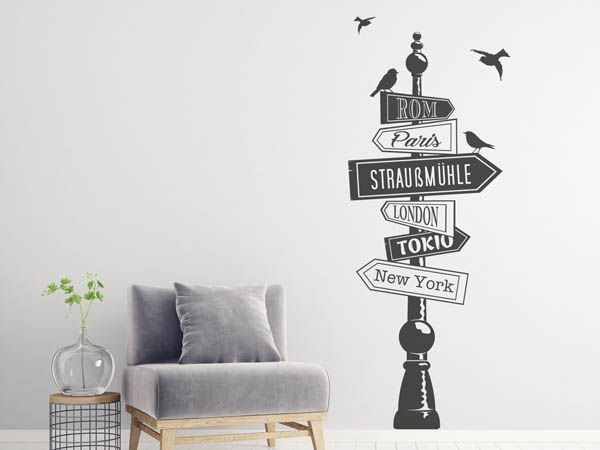 Wandtattoo Straußmühle Wegweiser