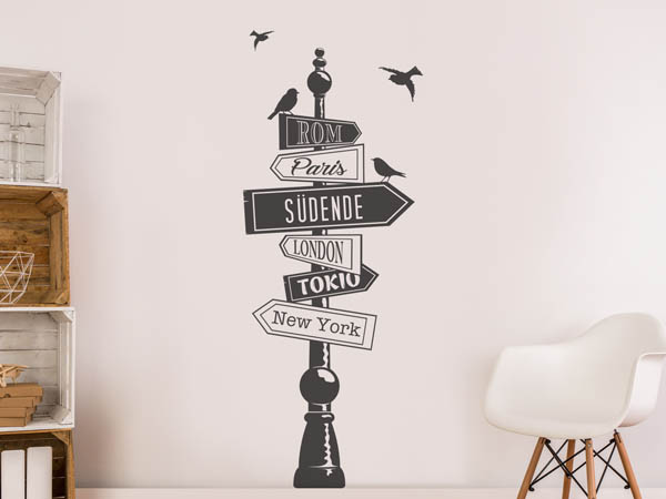 Wandtattoo Südende Wegweiser