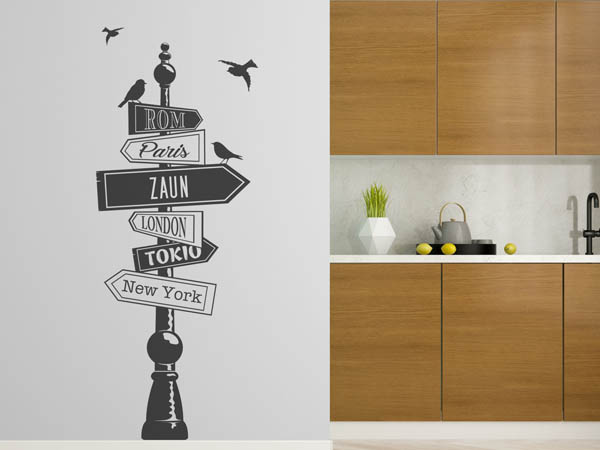 Wandtattoo Zaun Wegweiser