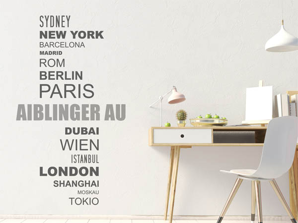 Wandtattoo Aiblinger Au mit Weltstädten