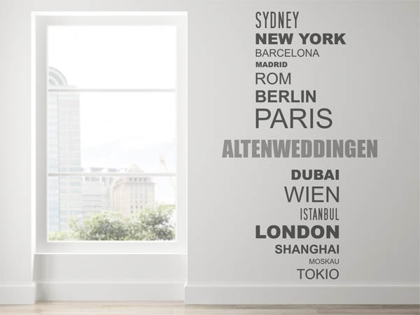 Wandtattoo Altenweddingen mit Weltstädten