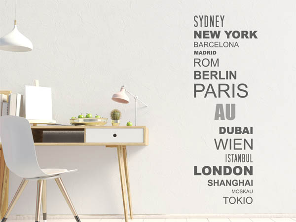Wandtattoo Au mit Weltstädten