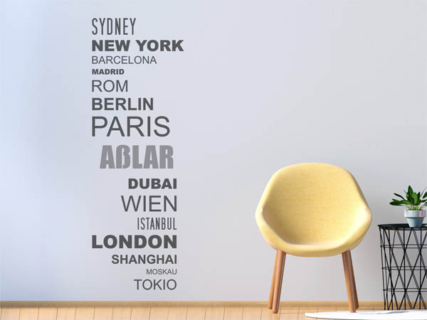 Wandtattoo Aßlar mit Weltstädten